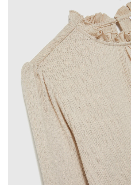 Moodo Béžový dámsky top s dlhým rukávom