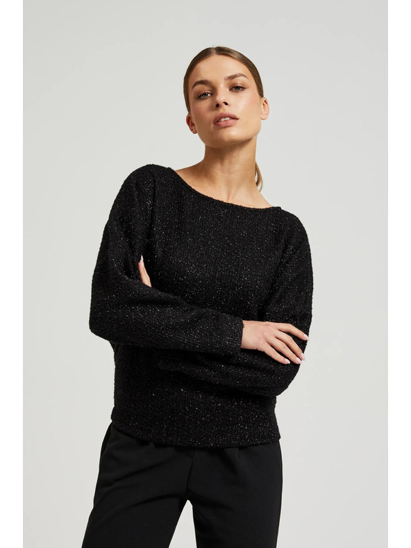 Moodo Čierny top s dlhým rukávom