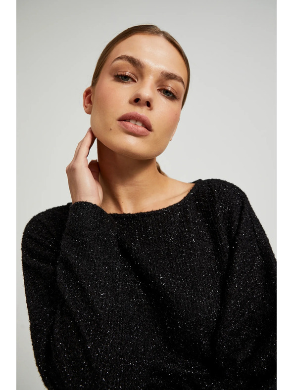 Moodo Čierny top s dlhým rukávom