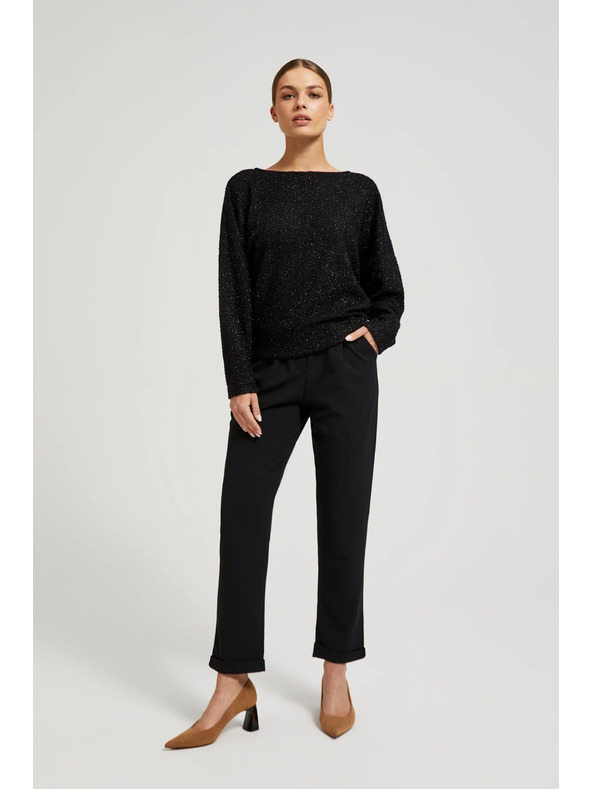 Moodo Čierny top s dlhým rukávom