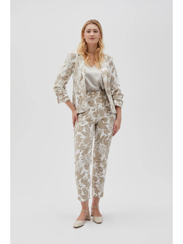 Moodo Biele dámske kvetované nohavice Moodo