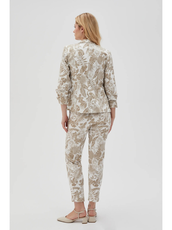 Moodo Biele dámske kvetované nohavice Moodo