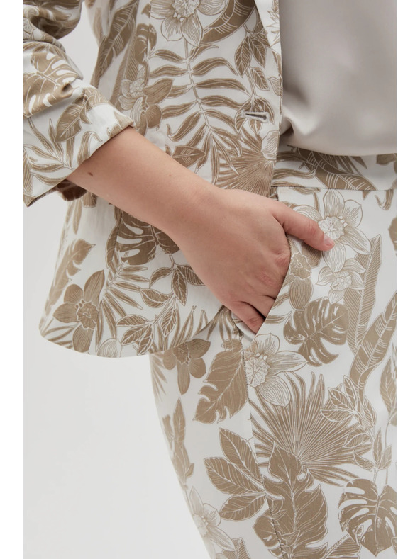 Moodo Biele dámske kvetované nohavice Moodo