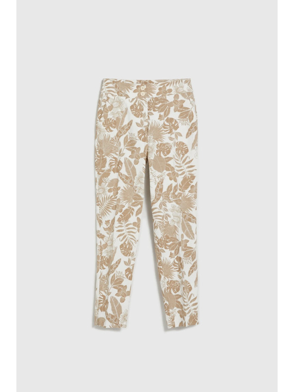 Moodo Biele dámske kvetované nohavice Moodo