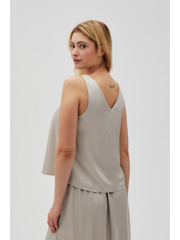 Moodo Béžová dámska blúzka bez rukávov Moodo