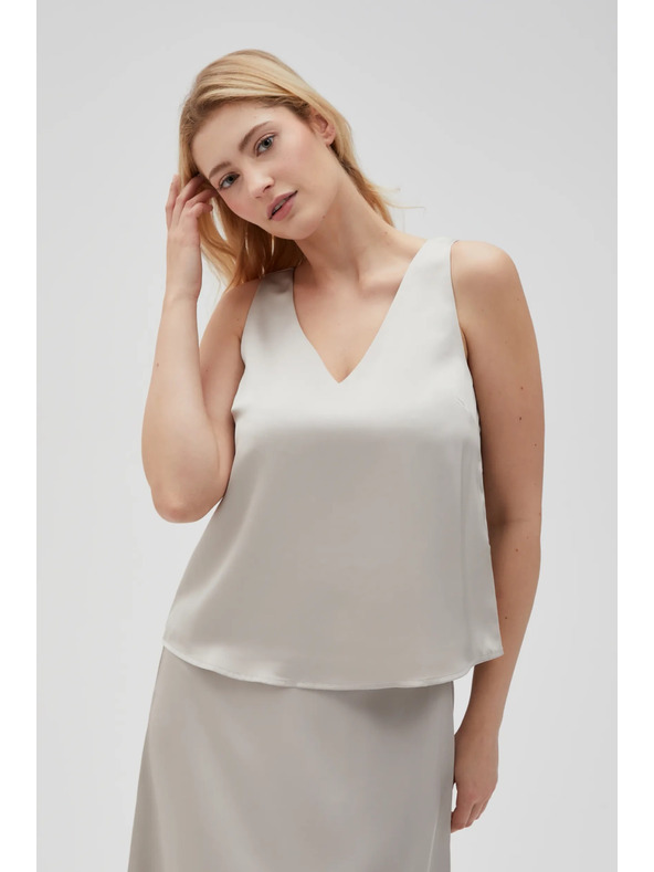 Moodo Béžová dámska blúzka bez rukávov Moodo