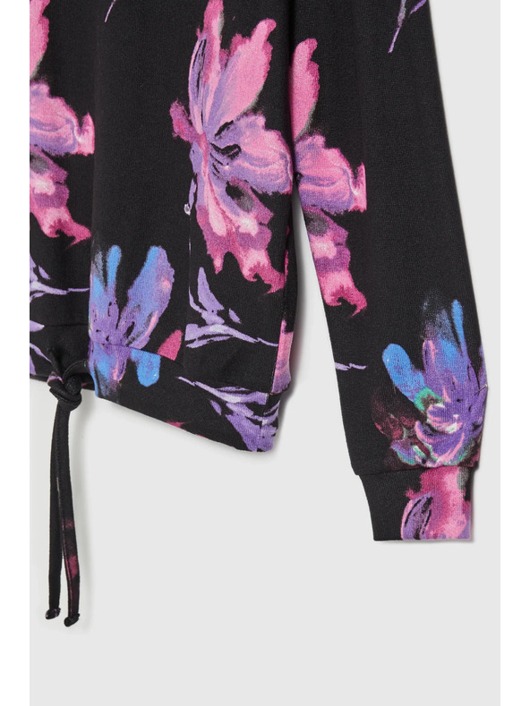 Moodo Fialovo-čierny kvetinový sveter