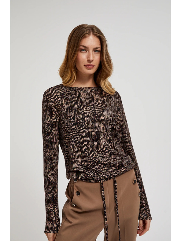 Moodo Hnedý melírovaný dámsky sveter