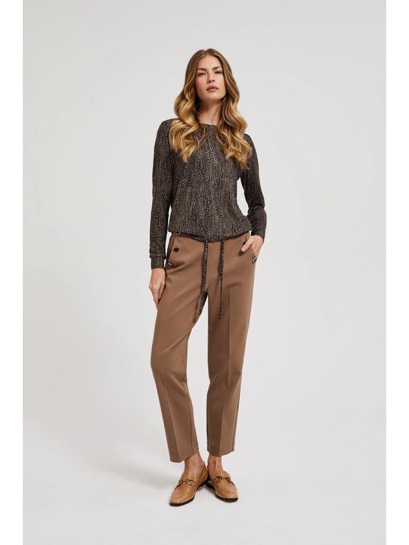 Moodo Hnedý melírovaný dámsky sveter