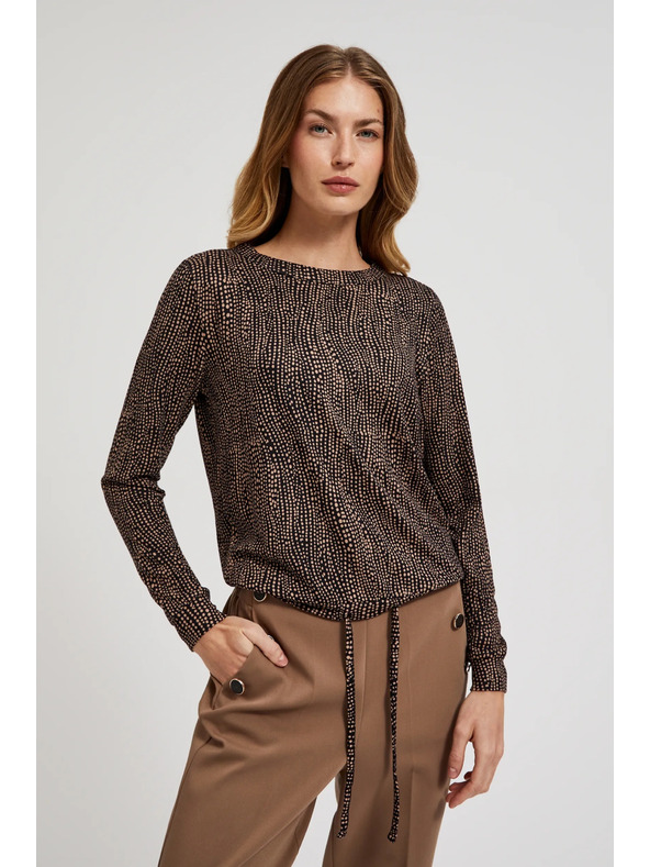 Moodo Hnedý melírovaný dámsky sveter