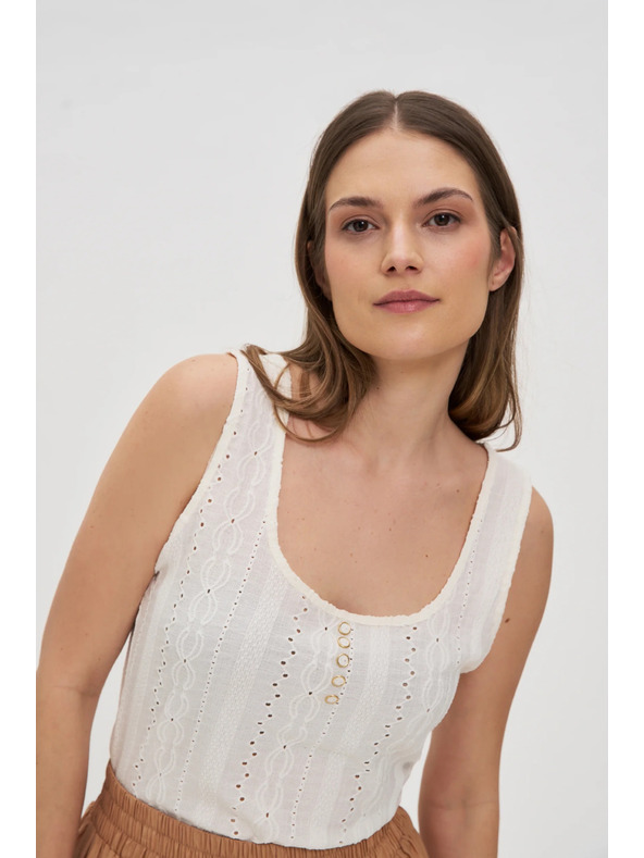 Moodo Biely dámsky top bez rukávov