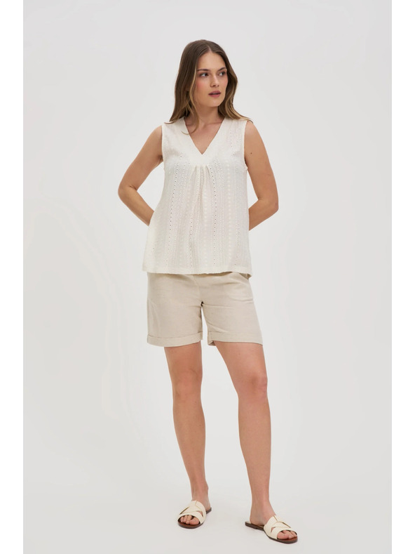 Moodo Krémový dámsky top bez rukávov