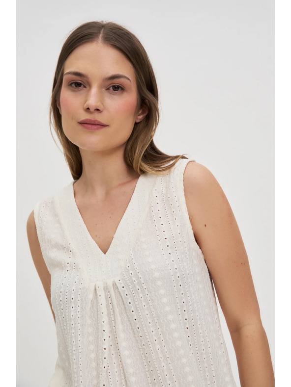 Moodo Krémový dámsky top bez rukávov