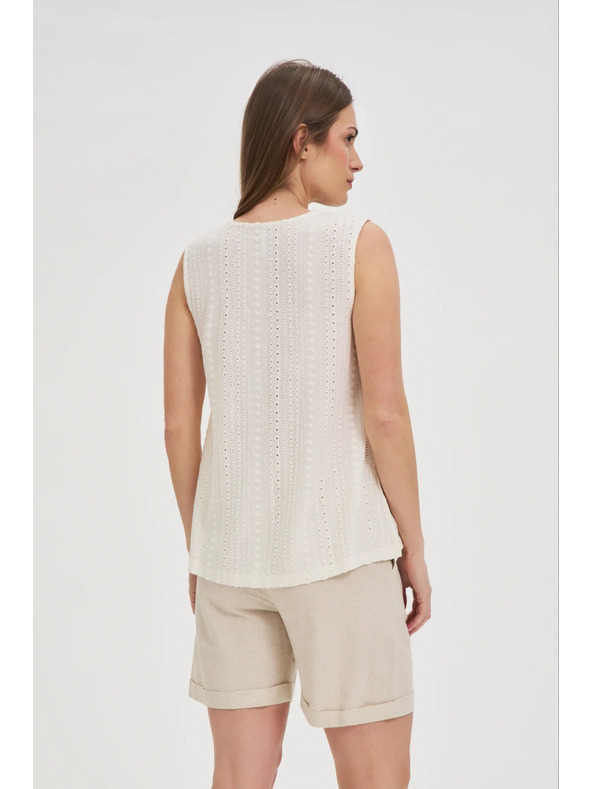 Moodo Krémový dámsky top bez rukávov