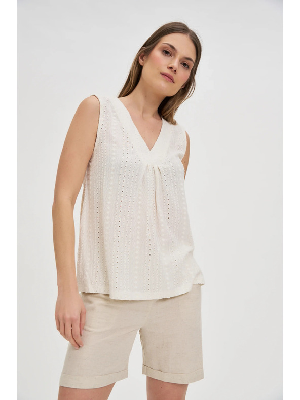 Moodo Krémový dámsky top bez rukávov