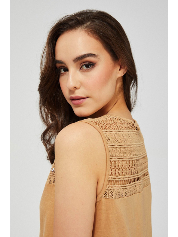 Moodo Béžová blúzka so vzorom bez rukávov