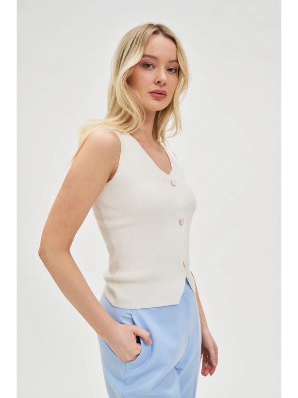 Moodo Biele dámske tielko s gombíkmi Moodo