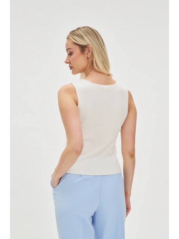 Moodo Biele dámske tielko s gombíkmi Moodo