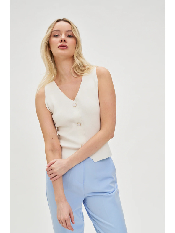 Moodo Biele dámske tielko s gombíkmi Moodo