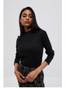Moodo Čierne rebrované tričko s dlhým rukávom