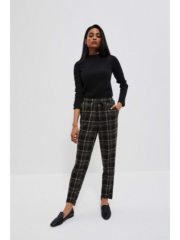 Moodo Čierne rebrované tričko s dlhým rukávom