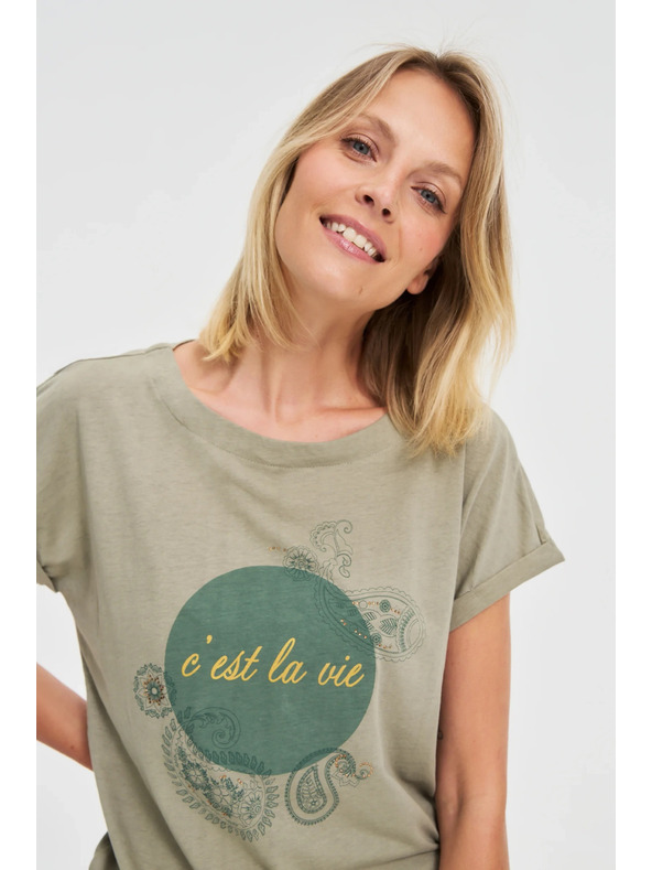 Moodo Olivové dámske tričko Moodo
