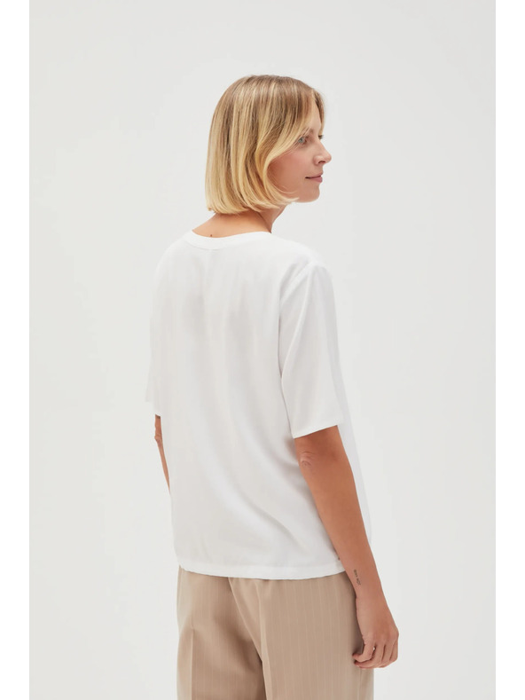 Moodo Biela dámska blúzka so zaväzovaním