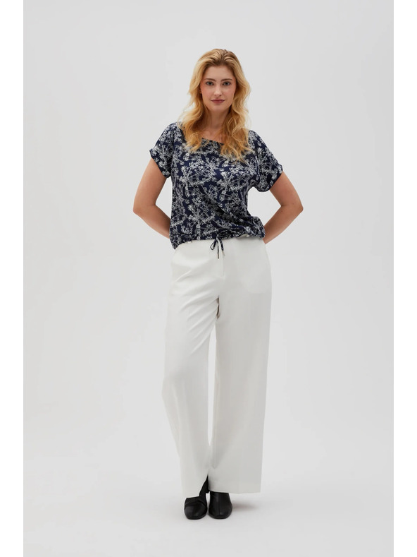 Moodo Tmavomodrá dámska blúzka so zaväzovaním