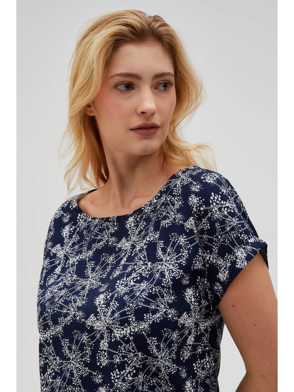 Moodo Tmavomodrá dámska blúzka so zaväzovaním