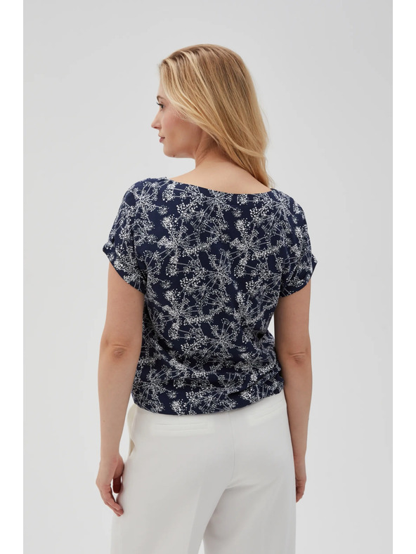 Moodo Tmavomodrá dámska blúzka so zaväzovaním