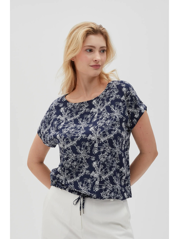 Moodo Tmavomodrá dámska blúzka so zaväzovaním