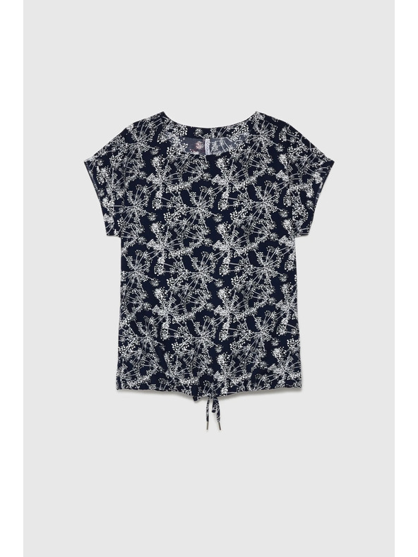 Moodo Tmavomodrá dámska blúzka so zaväzovaním