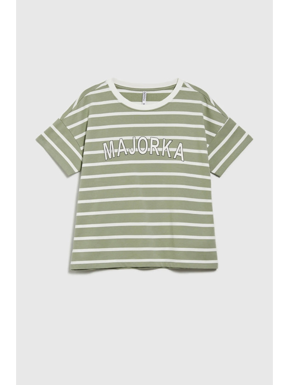 Moodo Olivové pruhované tričko