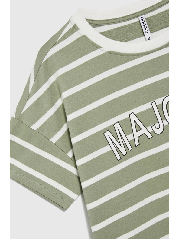 Moodo Olivové pruhované tričko