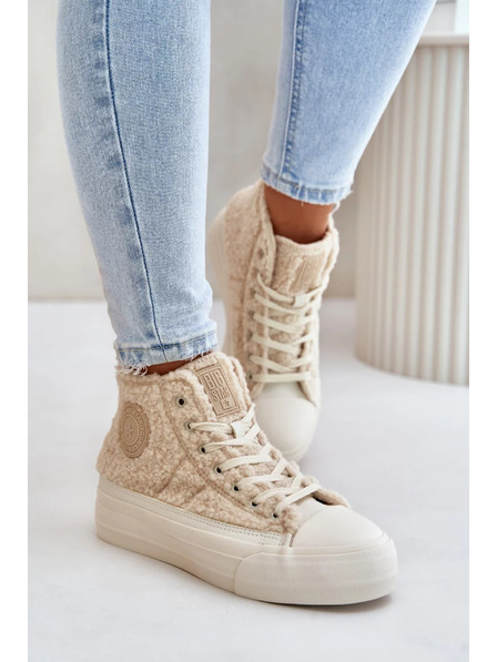 BIG STAR SHOES Zateplené dámske tenisky s kožúškom typu Baránok Big Star Béžové