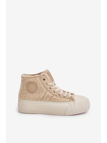 BIG STAR SHOES Zateplené dámske tenisky s kožúškom typu Baránok Big Star Béžové