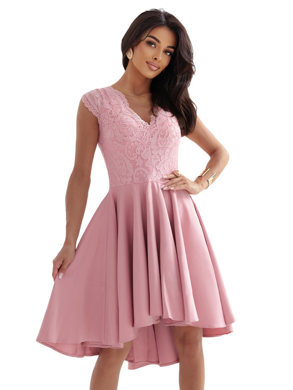 numoco Svetlo ružové šaty s čipkou