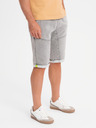 Ombre Clothing Pánske džínsové kraťasy so zdobným prešívaním - svetlo sivé