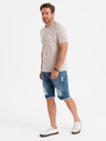 Ombre Clothing Pánske džínsové kraťasy s dierami a trhlinami - modré