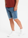 Ombre Clothing Pánske džínsové šortky s ohrnutým lemom - modré