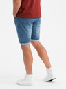Ombre Clothing Pánske džínsové šortky s ohrnutým lemom - modré