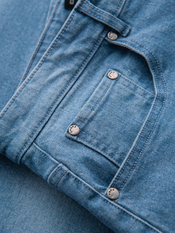 Ombre Clothing Pánske džínsové šortky s ohrnutým lemom - modré