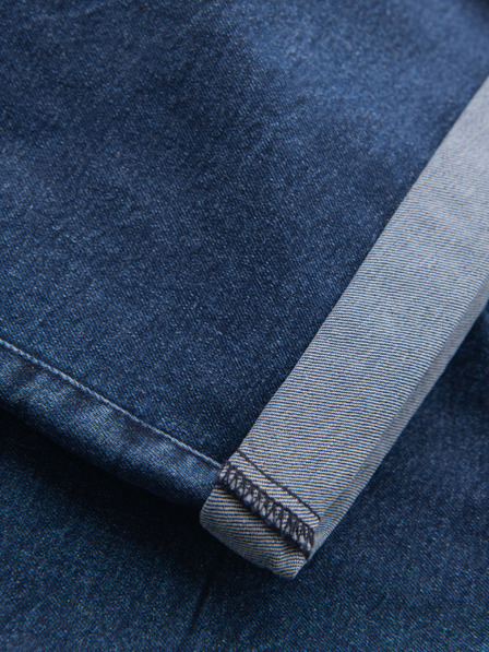 Ombre Clothing Pánske džínsové šortky s ohrnutým lemom - tmavo modré