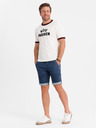 Ombre Clothing Pánske džínsové šortky s ohrnutým lemom - tmavo modré