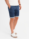 Ombre Clothing Pánske džínsové šortky s ohrnutým lemom - tmavo modré