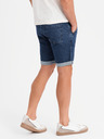 Ombre Clothing Pánske džínsové šortky s ohrnutým lemom - tmavo modré