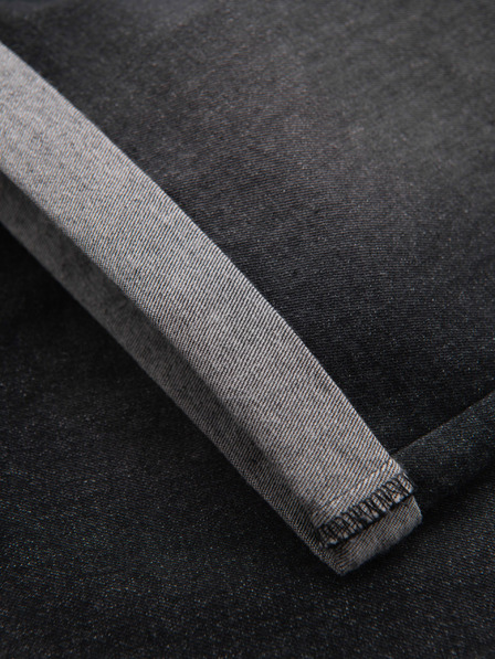 Ombre Clothing Pánske džínsové šortky s ohrnutým lemom - čierne