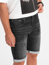 Ombre Clothing Pánske džínsové šortky s ohrnutým lemom - čierne