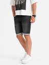 Ombre Clothing Pánske džínsové šortky s ohrnutým lemom - čierne