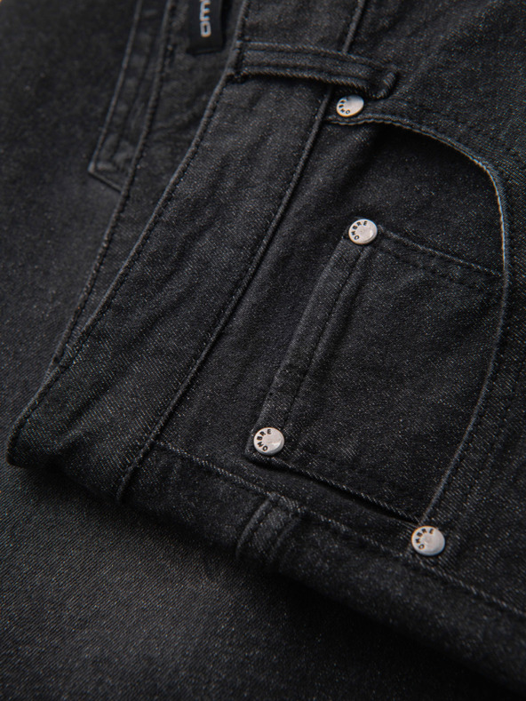 Ombre Clothing Pánske džínsové šortky s ohrnutým lemom - čierne